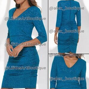 Calvin Klein Runched Glitter Bodycon Midi Dress(C037)-Size 10 for Women